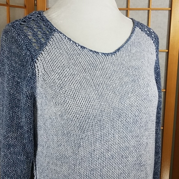Chico's asymmetrical blue color block sweater - Picture 6 of 8